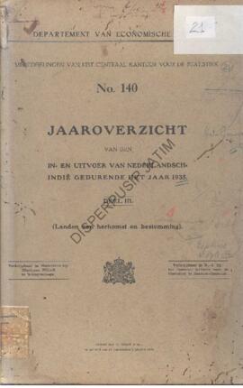 Medeelinngen van het central kantoor voor de statistiek No 140 jaaroverzicht van den in en uitvoe...