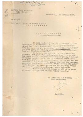 Surat Edaran dari Kepala kantor reiswezen tentang reizen 3e klasse K,P.M tgl 30 Oktober 1948