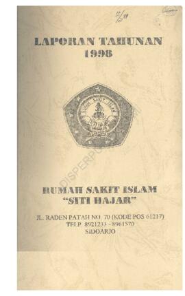 Laporan Tahunan Th 1998 Rumah Sakit Islam “Siti Hajar” Jl.Raden Patah No.70 Sidoarjo,