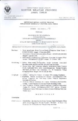 Surat Keputusan Ka.Kanwil Dep.Kes Prop Jatim Nomor : HK.00.06.6.2.1842 tentang pemberian ijin tet...