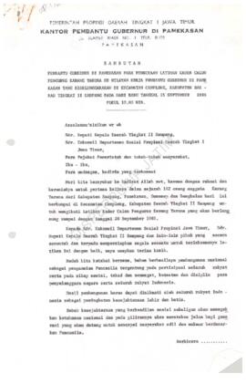 Sambutan  Pembantu Gubernur  di  Pamekasan pada pembukaan latihan KADER calon pengurus Karang Tar...