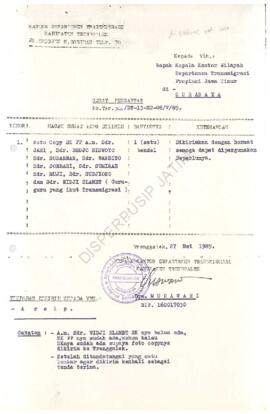 Surat dari Kantor Departemen transmigrasi Kabupaten Trenggalek