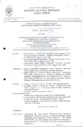 Surat Keputusan Ka.Kanwil Dep.Kes Prop Jatim Nomor : HK.00.06.6.2.774 tentang pemberian ijin teta...