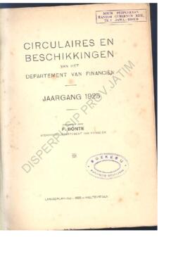 Circuiaires en Beschikkingen van het Dept. van Financien Jaargang 1925 Verzameld door F. Bonte Ar...