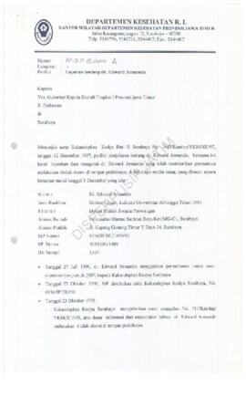Laporan Gubernur Dati I Jatim tentang kasus Dr. Edward Armando dokter Aborsi