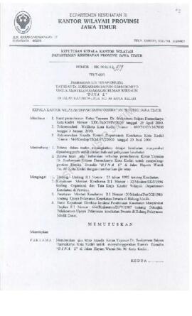 Surat Keputusan Ka.Kanwil Dep.Kes Prop Jatim Nomor : HK.00.06.6.2.979 tentang pemberian ijin teta...