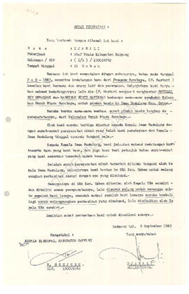 Berkas dari Bupati KDH TK II Sampang kepada Kepala kantor wilayah Departemen Agama Propinsi Jatim...