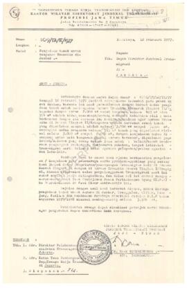 Surat dari Kepala Kantor Wilayah Direktorat Jenderal Transmigrasi Propinsi Jawa Timur kepada Dire...