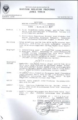Keputusan Menteri Kesehatan RI Nomor : HK 00.06.6.2.1695 tentang pemberian ijin kepada Sdr. Sandr...