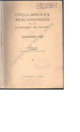 Circuiaires en Beschikkingen van het Dept. van Financien Jaargang 1931