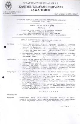 Surat Keputusan Ka.Kanwil Dep.Kes Prop Jatim Nomor : HK.00.06.6.2.760 tentang pemberian ijin teta...