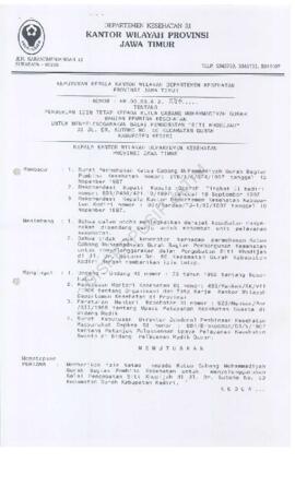 Surat Keputusan Ka.Kanwil Dep.Kes Prop Jatim Nomor : HK.00.06.6.2.974 tentang pemberian ijin teta...