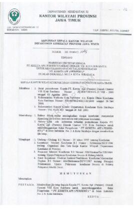 Surat Keputusan Ka.Kanwil Dep.Kes Prop Jatim Nomor : HK.00.06.6.2.1084 tentang pemberian ijin tet...