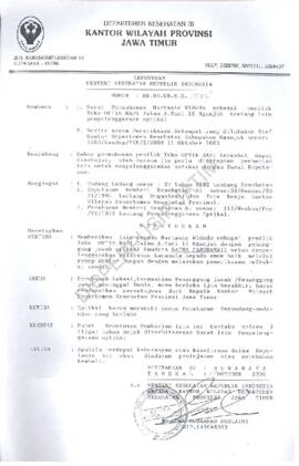 Keputusan Menteri Kesehatan RI Nomor : HK 00.06.6.2.1534 tentang pemberian  ijin kepada Hartanto ...
