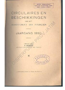 Circuiaires en Beschikkingen van het Dept. van Financien Jaargang 1930