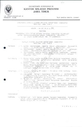 Surat Keputusan Ka.Kanwil Dep.Kes Prop Jatim Nomor : HK.00.06.6.2.54 tentang pemberian ijin tetap...