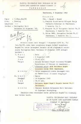 Berkas dari panitia peringatan hari pahlawan ke 38 tahun 1983 kabupaten dati. II pamekasan kepada...