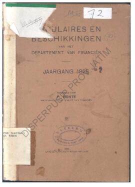 Circuiaires en Beschikkingen van het Dept. van Financien Jaargang 1925 Verzameld door F. Bonte Ar...