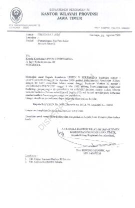 Dari Kepala Kanwil Depkes Nomor : YM 02.03.6.2./104 perihal :  perpanjangan ijin pemakaian pesawa...
