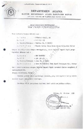 dari Dep Trans RI Kantor Dep Kab/ Kodya Blitar