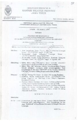 Surat Keputusan Ka.Kanwil Dep.Kes Prop Jatim Nomor : HK.00.06.6.2./226 tentang pemberian ijin tet...