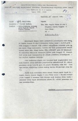 Dari Departemen tenaga kerja dan transmigrasi Kanwil Direktorat Jendral Transmigrasi Propinsi Jaw...