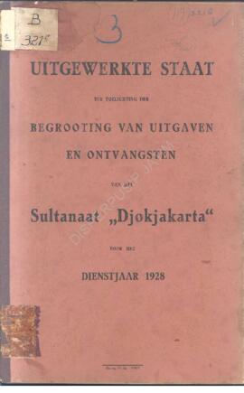 Uitgewerkte staat ter toelichting der begrooting van uitgaven en ontvangsten van het sultanaat “d...
